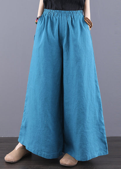 Pants Peacock Leg Boho Linen Blue Summer Wide Oversized