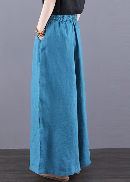 Pants Peacock Leg Boho Linen Blue Summer Wide Oversized