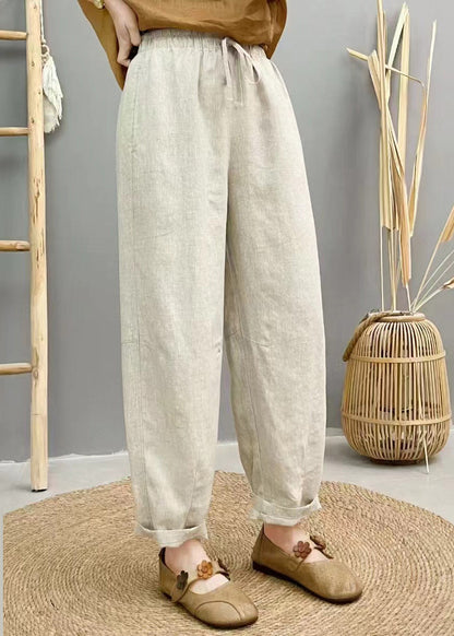 Pants Elastic Summer Waist Oversized Harem Linen Purple Boho