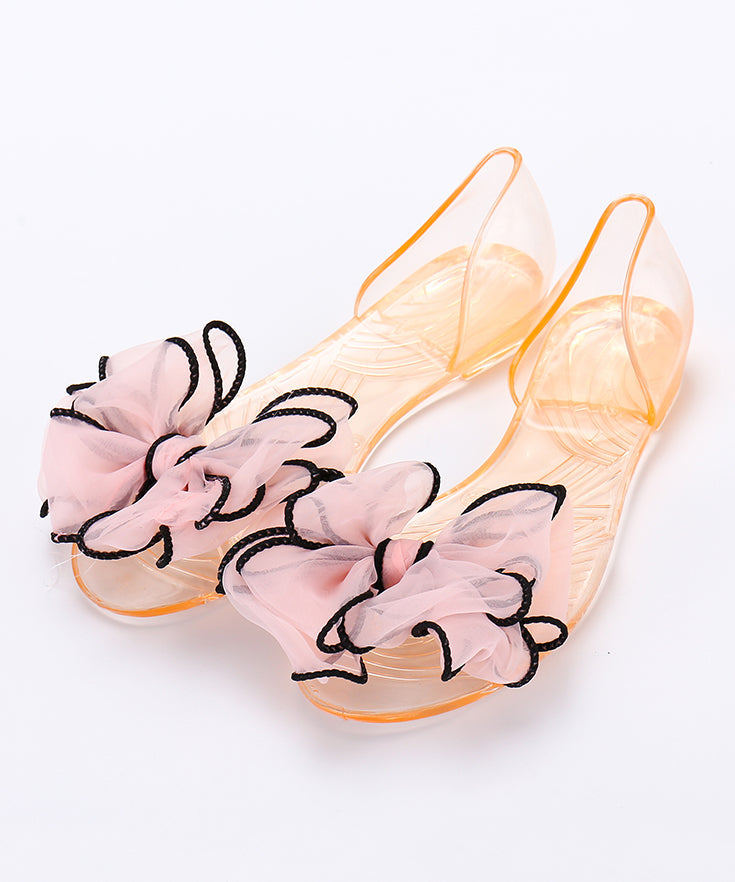 Flat Splicing Boho Red Sandals Clear Floral