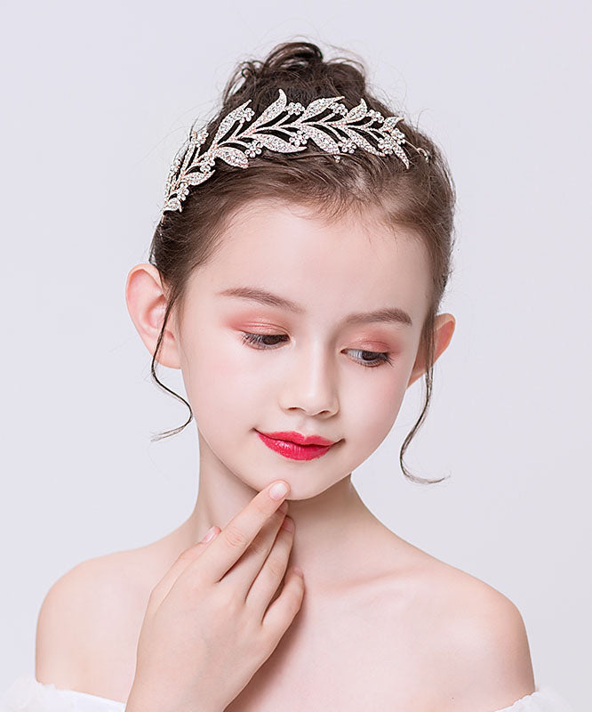 Boho Rose Gold Alloy Zircon Leaf Kids Hairpin IU050