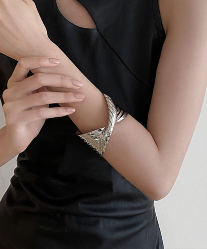 Metal Silk Cross Cuff Open Boho