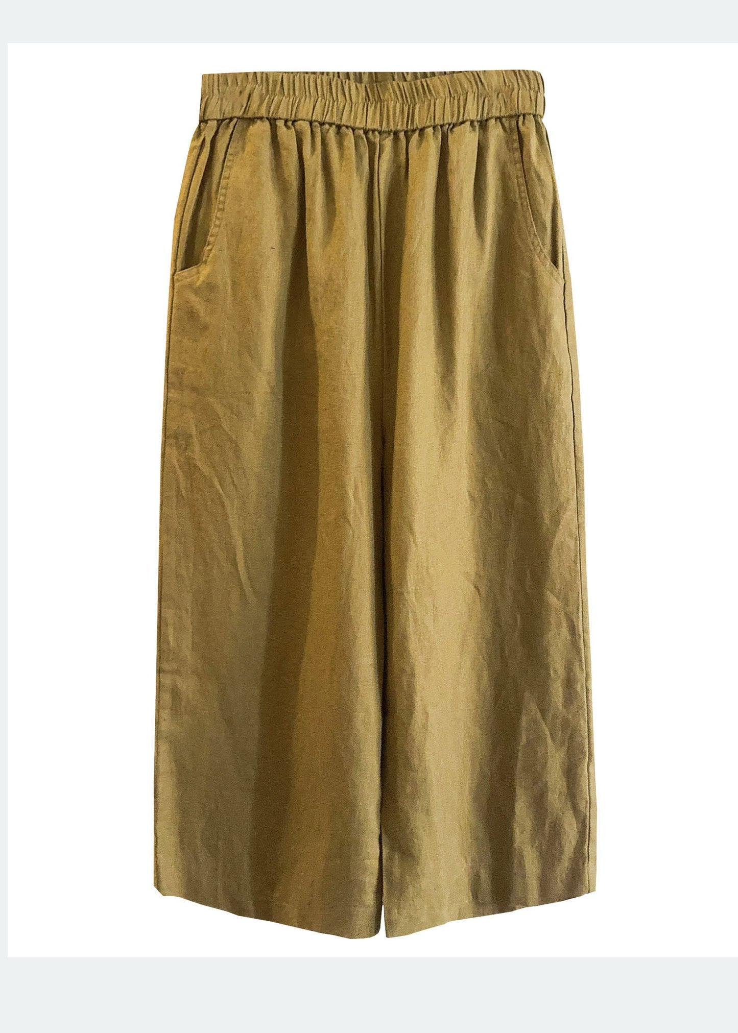 Boho Wide Summer Linen Pants Elastic White Leg Pockets Waist