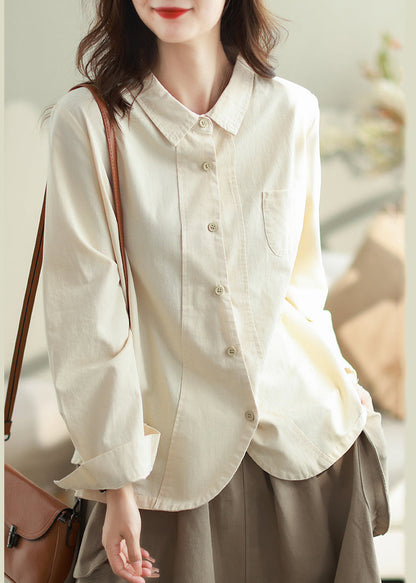 Boho White Oversized Patchwork Cotton Shirt Top Spring TM026