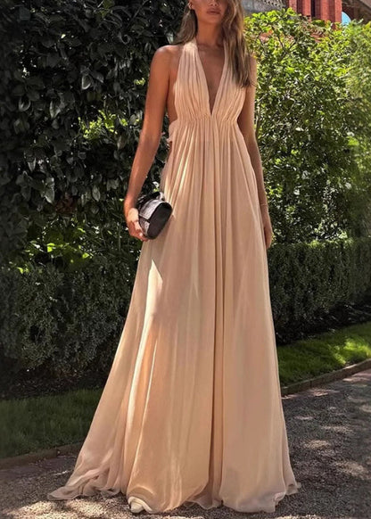 Summer Halter Backless Boutique Apricot Dresses