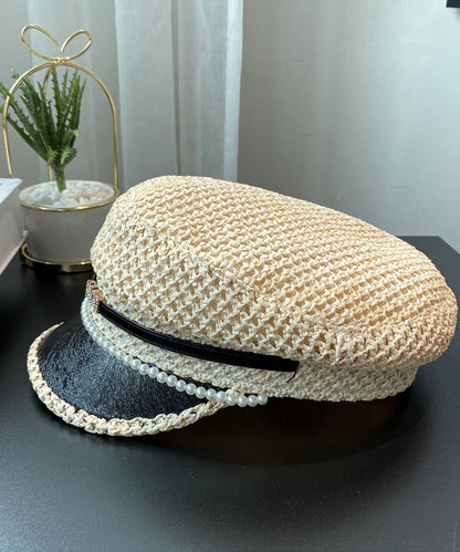 Bead Boutique Woven Hat Zircon Black Straw Beret Nail