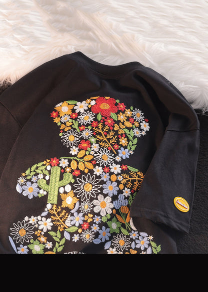 Boutique Black Men Shirt T O Summer Embroideried Cotton Neck