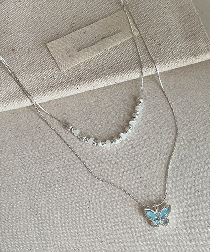 Crystal Pendant Copper Double-Layer Blue Boutique Butterfly