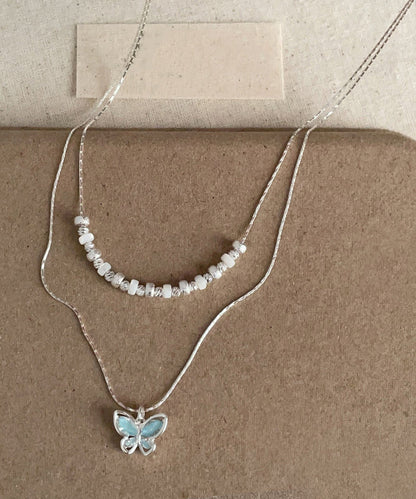 Crystal Pendant Copper Double-Layer Blue Boutique Butterfly