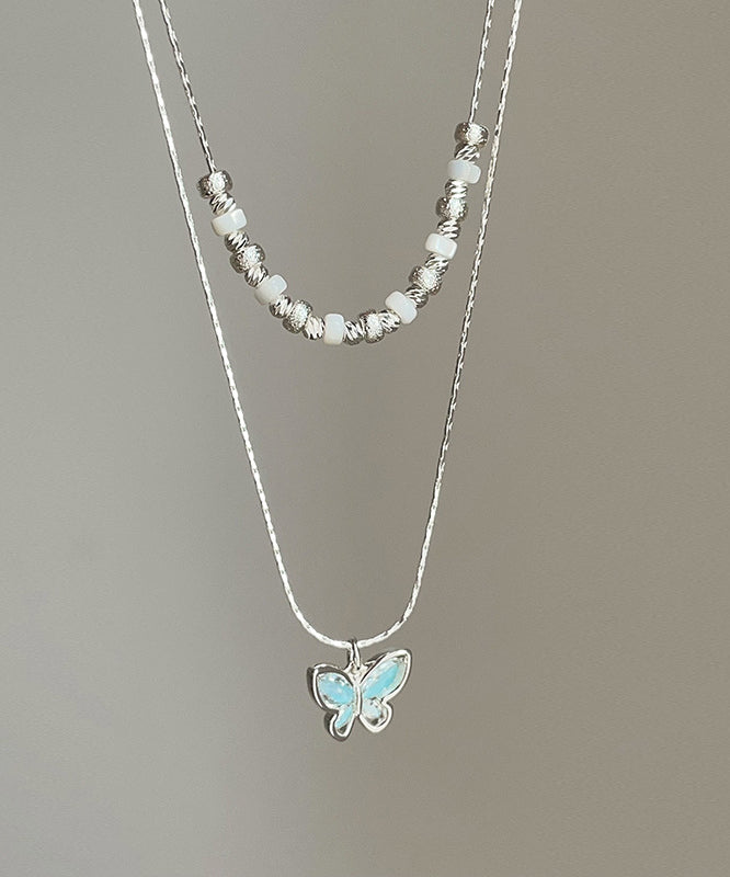 Crystal Pendant Copper Double-Layer Blue Boutique Butterfly