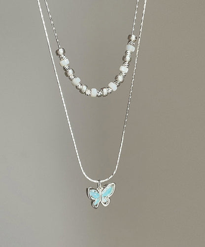 Crystal Pendant Copper Double-Layer Blue Boutique Butterfly