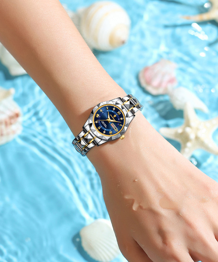 Crystal Sapphire Waterproof Steel Watches Stainless Boutique Blue