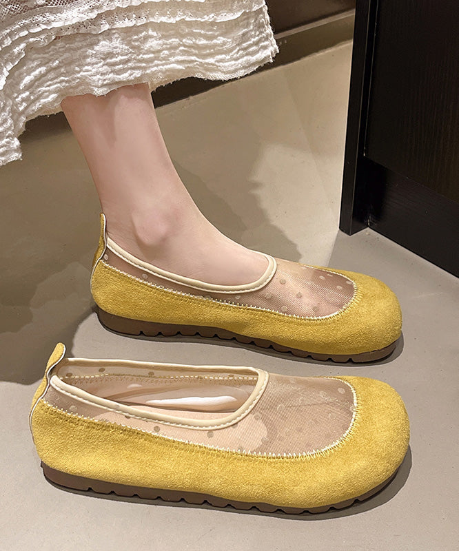 Splicing Breathable Mesh Yellow Boutique Platform Shoes Flat