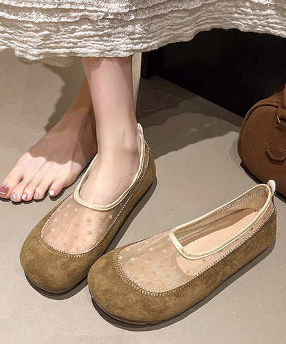 Splicing Breathable Mesh Yellow Boutique Platform Shoes Flat