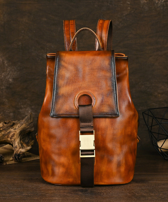 Calf Backpack Brown Capacity Bag Large Boutique Leather