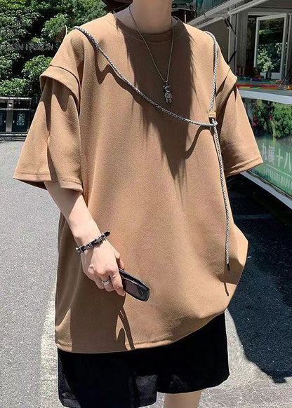 Summer Grunt Shirts Oversized Cotton Style Brown Men's Boutique