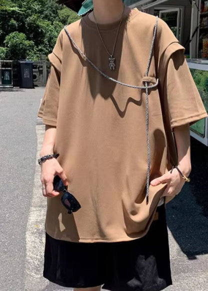 Summer Grunt Shirts Oversized Cotton Style Brown Men's Boutique