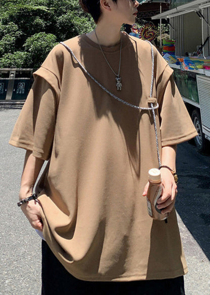 Summer Grunt Shirts Oversized Cotton Style Brown Men's Boutique