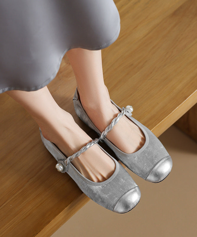 Apricot Cowhide Buckle Loafers Penny Strap Splicing Boutique