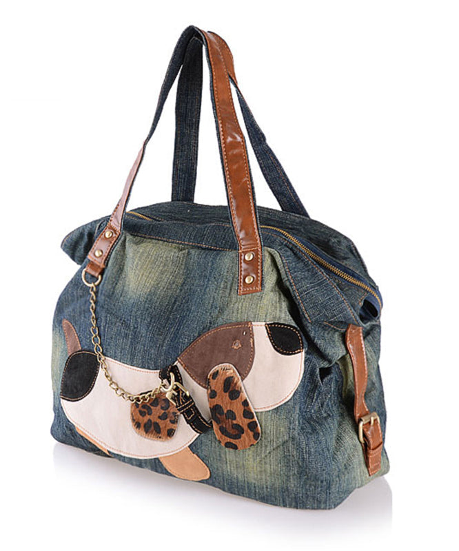 Boutique Denim Blau Patchwork Canvas Umhängetasche Handtasche MM088