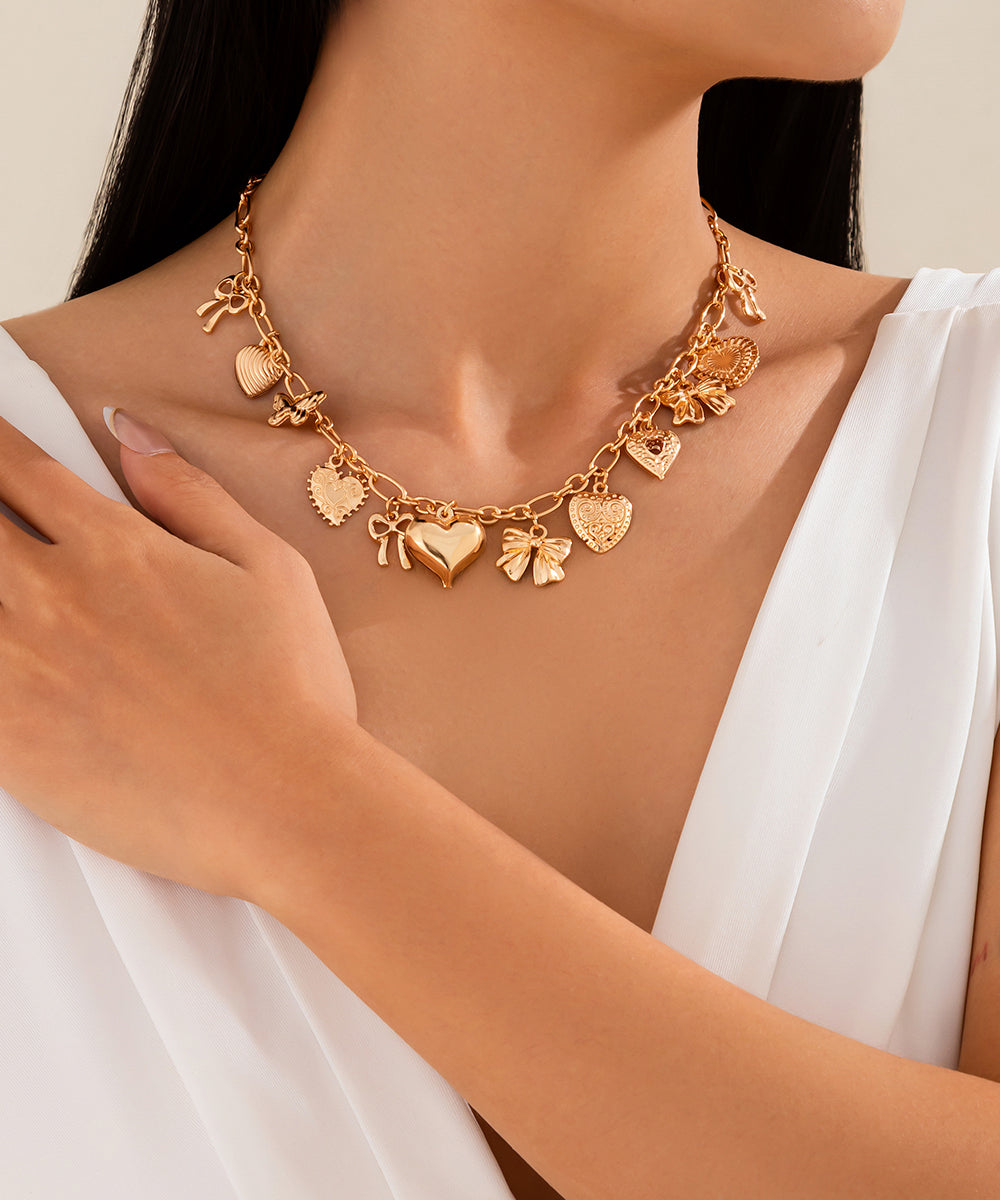 Necklace Love Boutique Bow Gold Copper Pendant Alloy