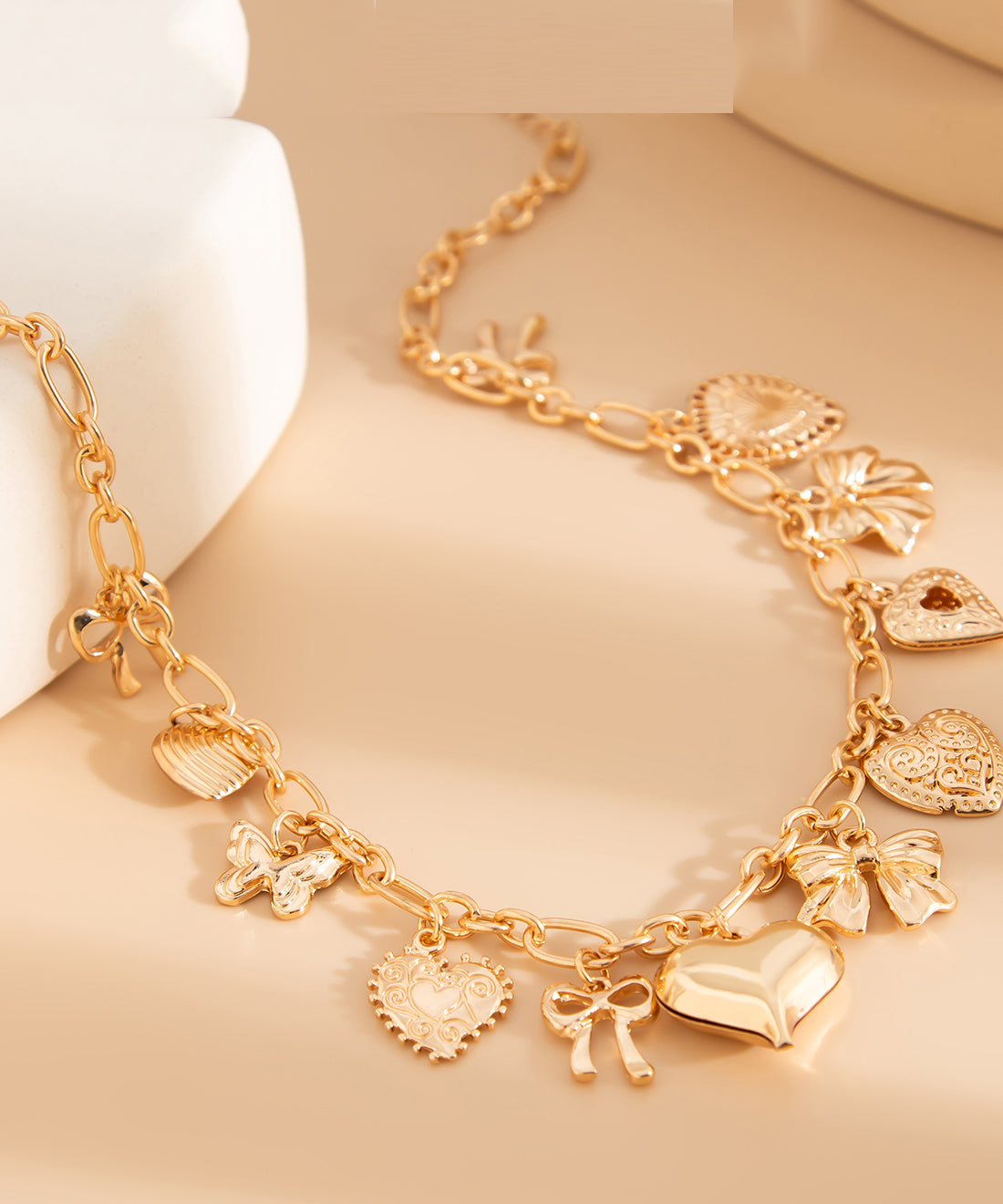 Necklace Love Boutique Bow Gold Copper Pendant Alloy