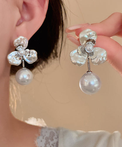 Earrings Boutique Pearl Alloy Gold Stud Copper Flora