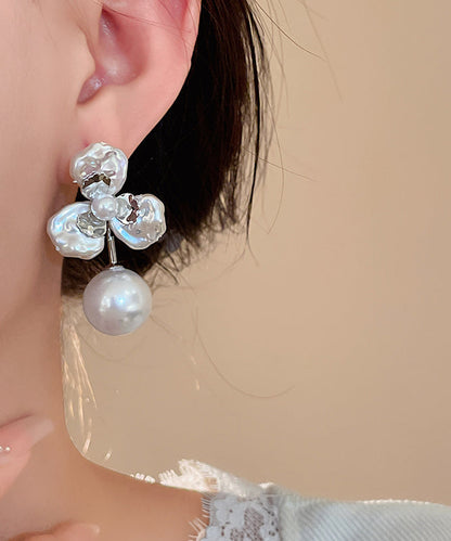 Earrings Boutique Pearl Alloy Gold Stud Copper Flora