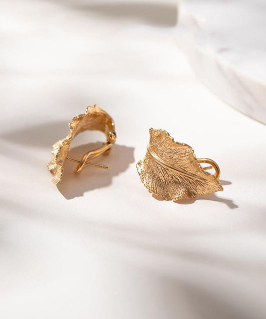 Overgild Earrings Gold Leaf Hoop Boutique Copper