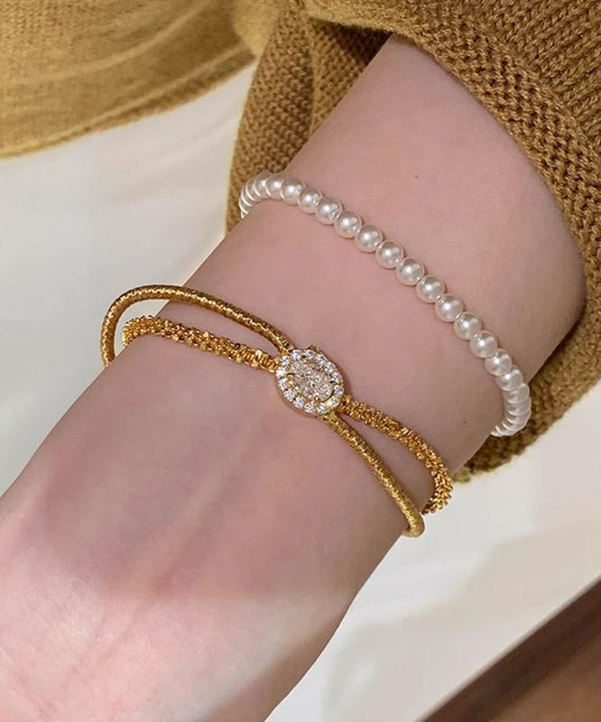 Overgild Silver Sterling Boutique Zircon Set Piece Two Gold
