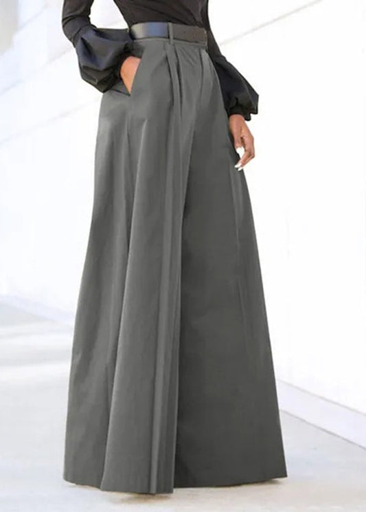 Leg Pockets Pants Boutique Grey Wide Waist High Spring
