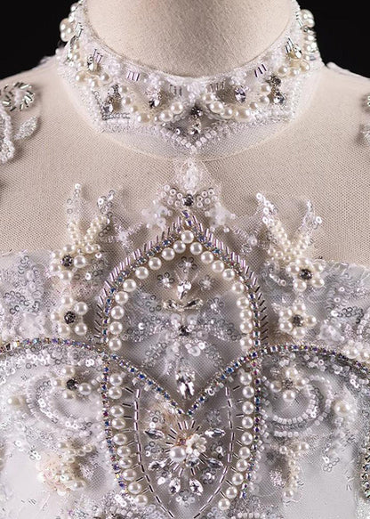 Spring Nail Blue Light Bead Maxi Kids Dresses Boutique Tulle