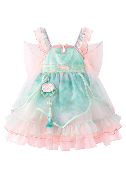 Dress Ruffled Boutique Mid Tulle Kids Pink Patchwork Embroideried