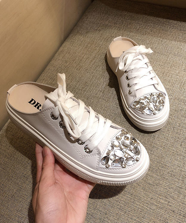 Boutique Slide Up Pink Sandals Splicing Platform Lace Zircon