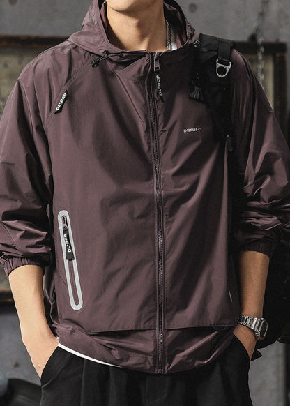 Mens Purple Summer Boutique UPF 50+ Coat Zippered Hooded