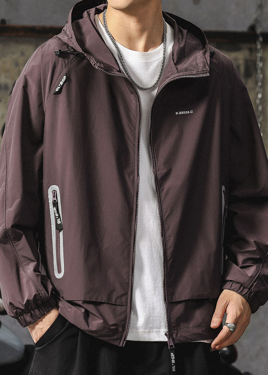 Mens Purple Summer Boutique UPF 50+ Coat Zippered Hooded