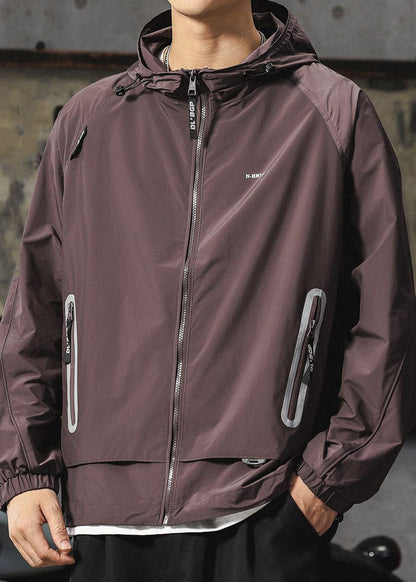 Mens Purple Summer Boutique UPF 50+ Coat Zippered Hooded