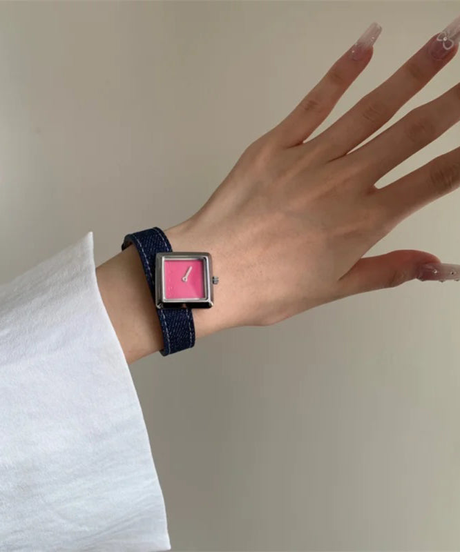 Fabric Waterproof Quartz Boutique Denim Movement Red Watches