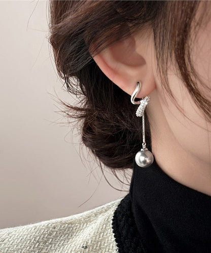 Copper Earrings Tassel Silk Drop Boutique Overgild Zircon Pearl