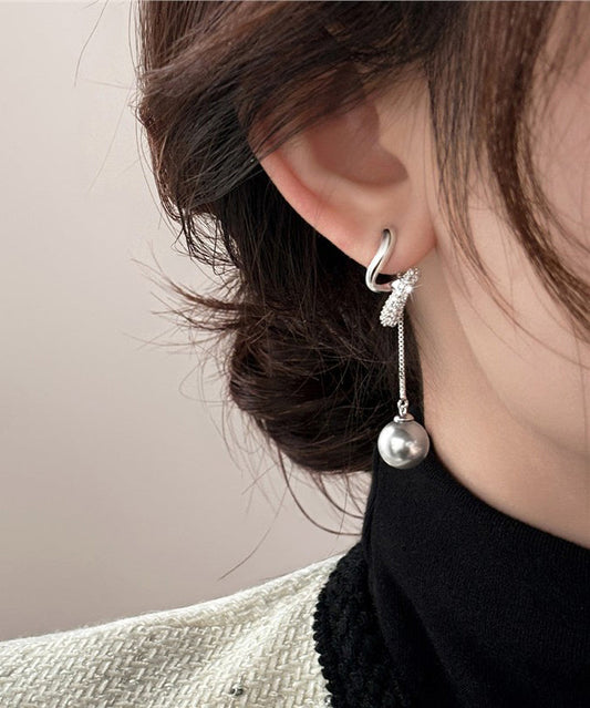 Copper Earrings Tassel Silk Drop Boutique Overgild Zircon Pearl