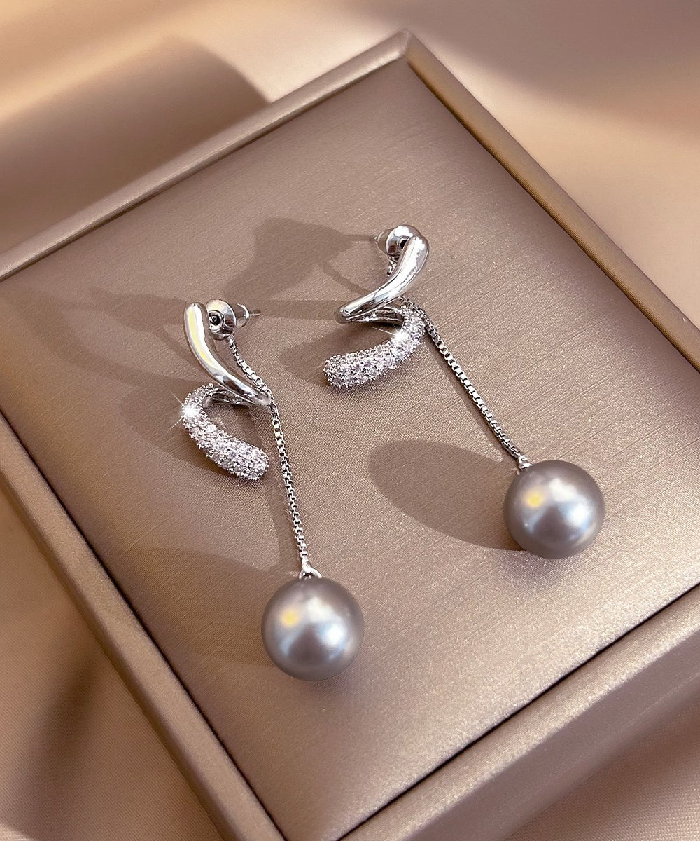 Copper Earrings Tassel Silk Drop Boutique Overgild Zircon Pearl