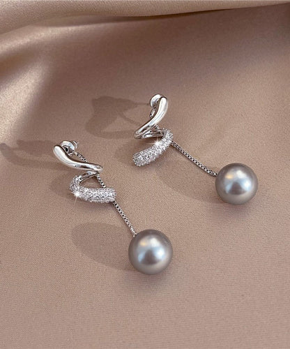 Copper Earrings Tassel Silk Drop Boutique Overgild Zircon Pearl