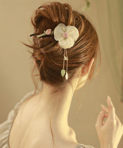 Plastic Boutique Pearl Floral Hairpin Tulle Tassel