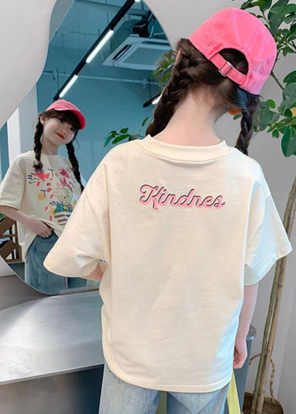 Kurzes Apricot Print Mädchen T-Shirt Kurzarm YU1082