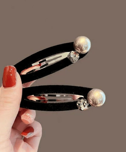 Pearl Hairpin Brief Velvet Metal Black