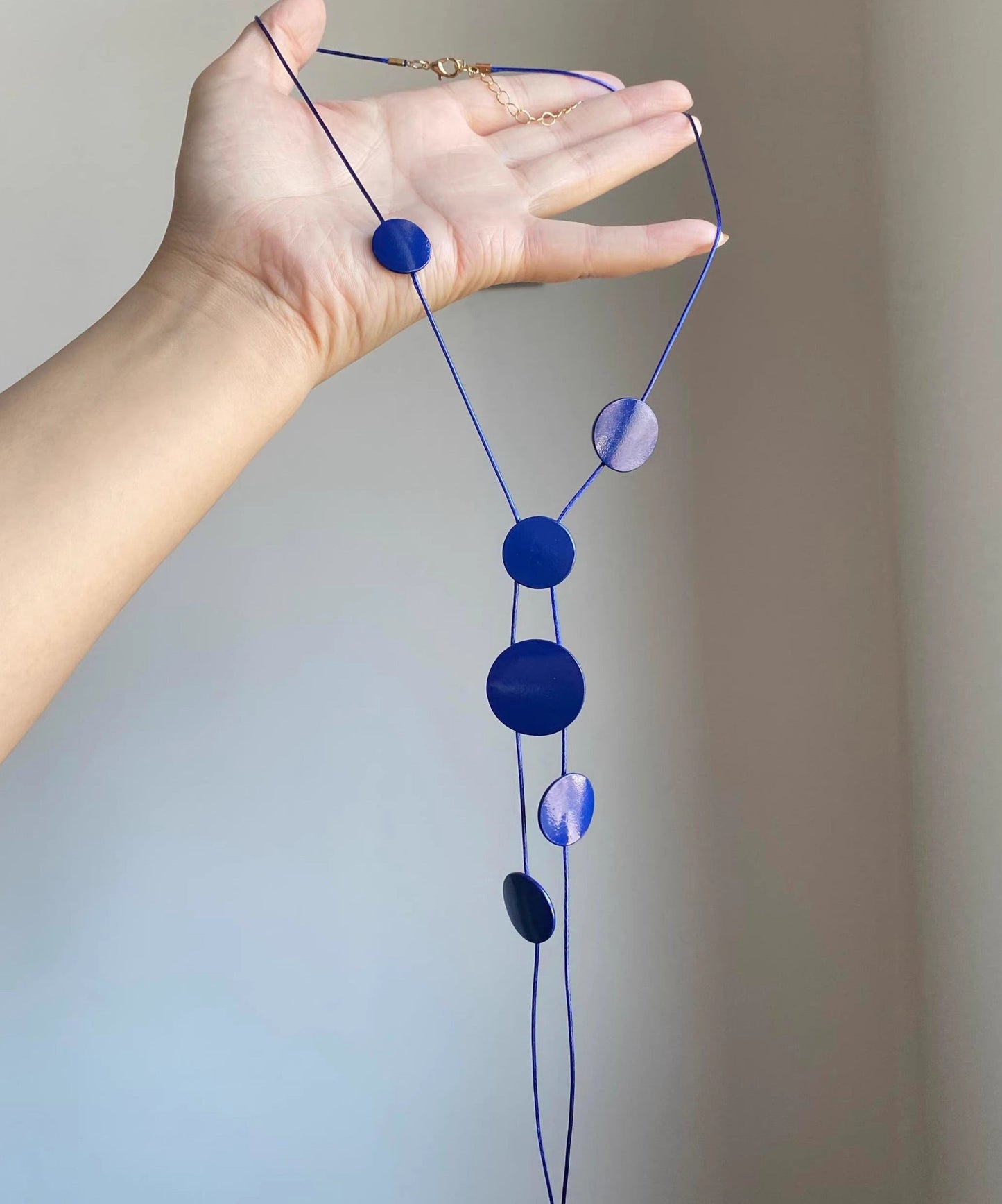 Asymmetrical Pendant Necklace Tassel Brief Blue Planchet Alloy