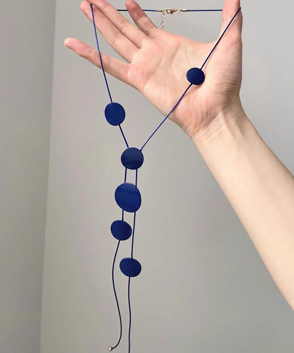 Asymmetrical Pendant Necklace Tassel Brief Blue Planchet Alloy