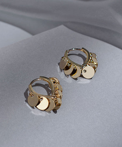 Silver Gold Brief Hoop Sequins Love Earrings Sterling Alloy