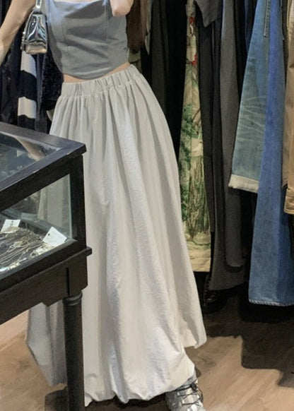 Pockets Elastic Waist Grey Skirt Maxi Brief