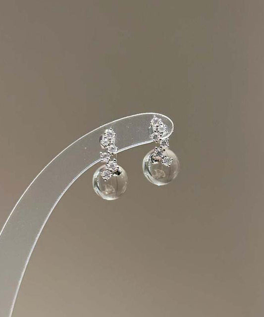 Glaze Earrings Brief Coloured Silver Stud Sterling Nude Zircon